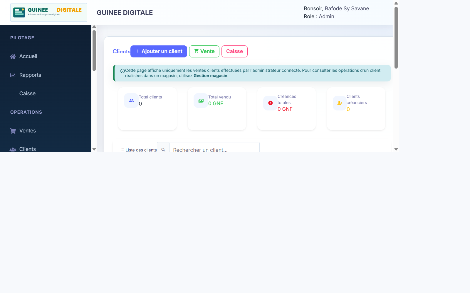 Capture AppStock - gestion clients