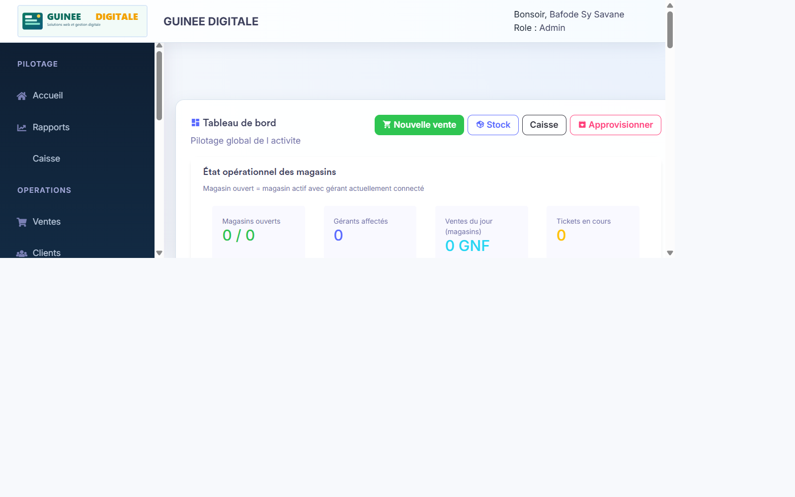 Capture AppStock - tableau de bord Admin